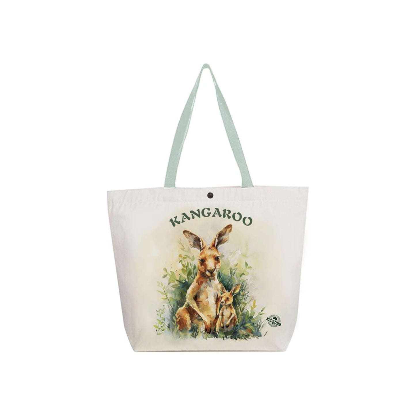 Kangaroo & Joey Canvas Tote Bag – Australian Souvenir Shopping Bag | Watercolour Wildlife Print