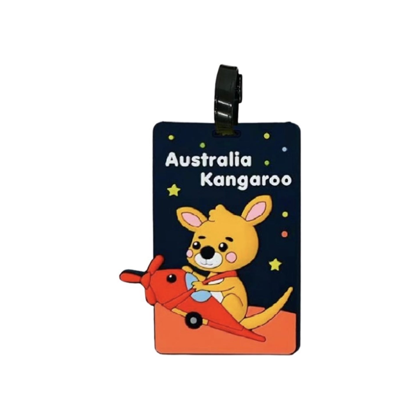 Australia Kangaroo Luggage Tag – Cute Night Sky Travel Tag | 3D Rubber PVC Bag Tag