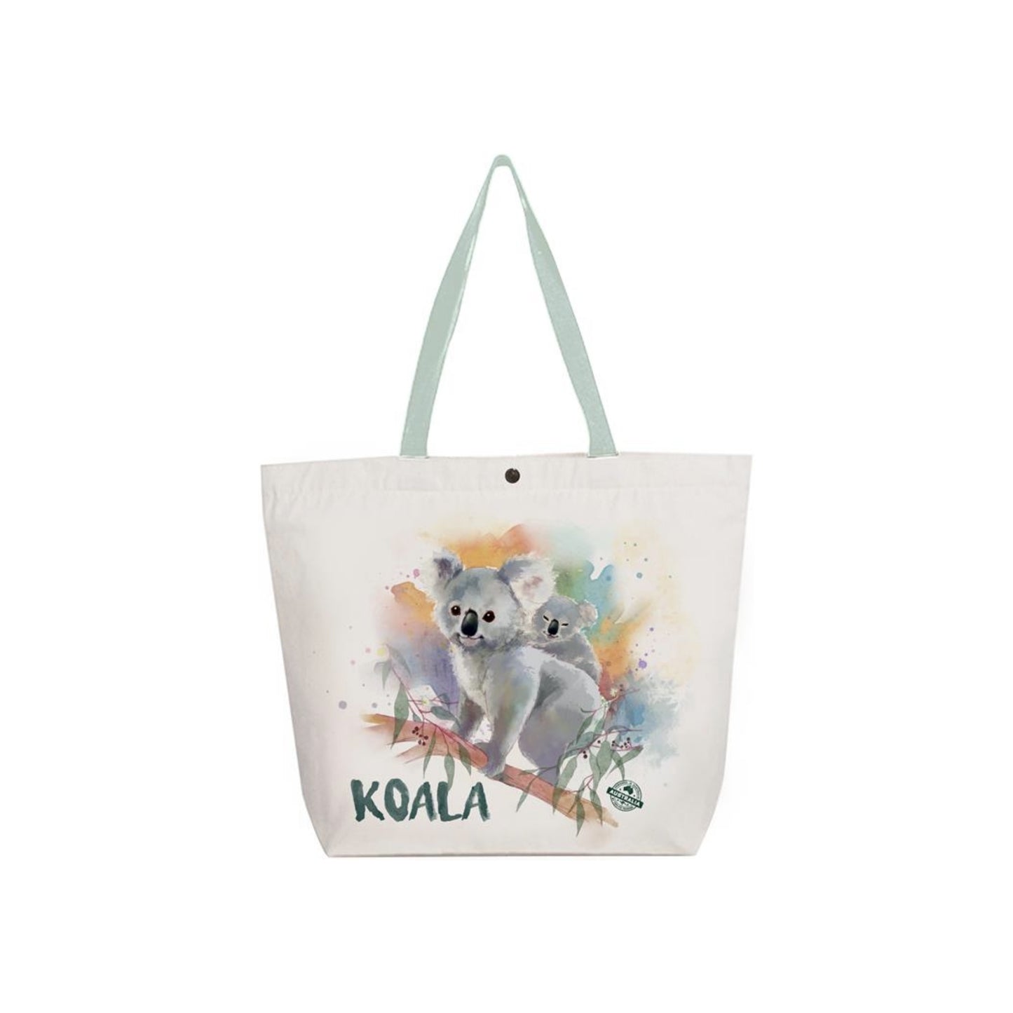 Koala & Baby Canvas Tote Bag – Australian Souvenir Shopping Bag | Pastel Watercolour Wildlife Print