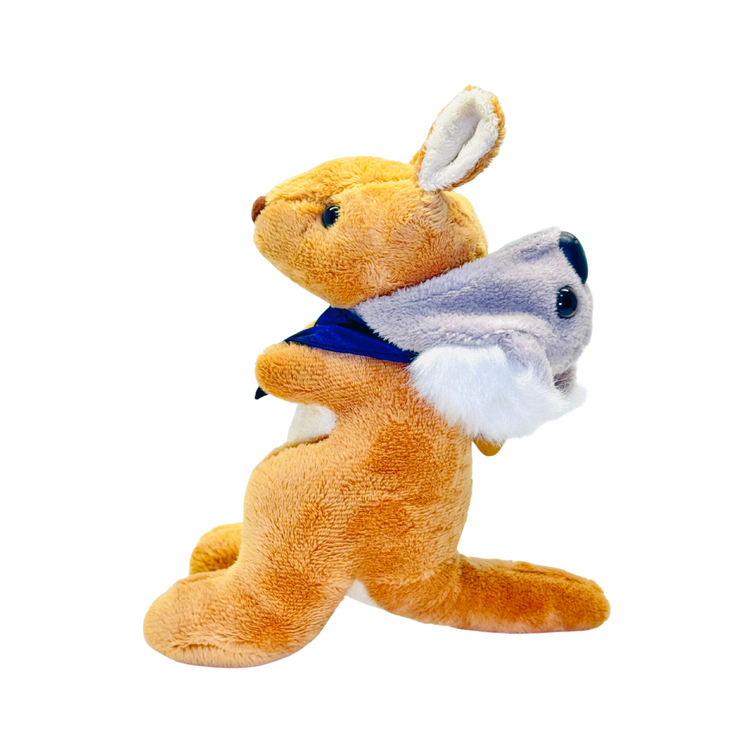 Plush Kangaroo – 7" with Koala Hat & Australia Flag Scarf