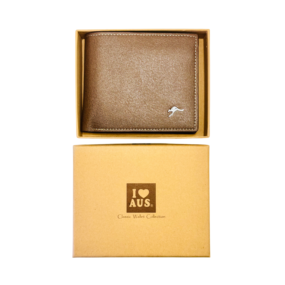 Men’s Brown Wallet – Silver Kangaroo Detail