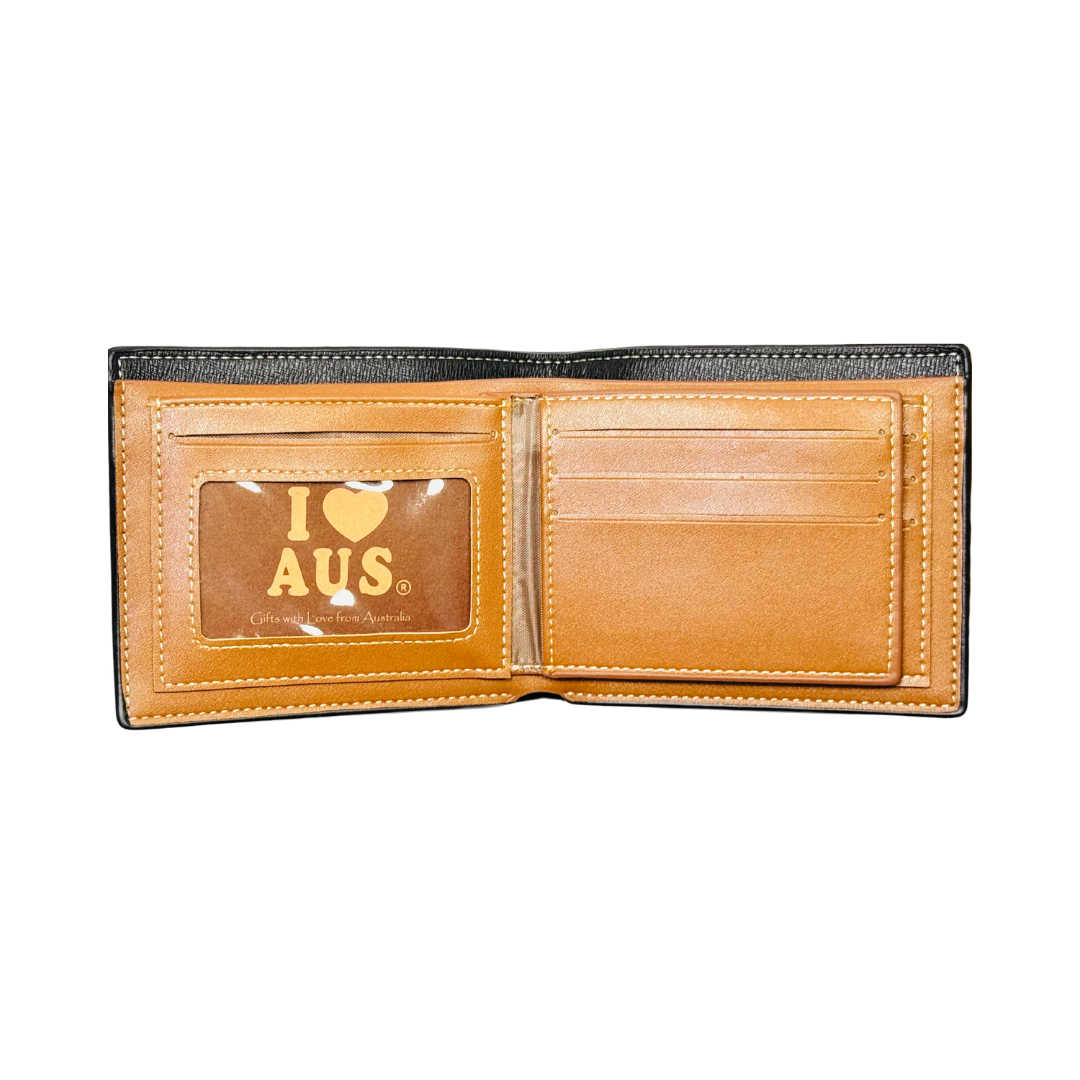 Men’s Black Wallet – Silver Kangaroo Detail