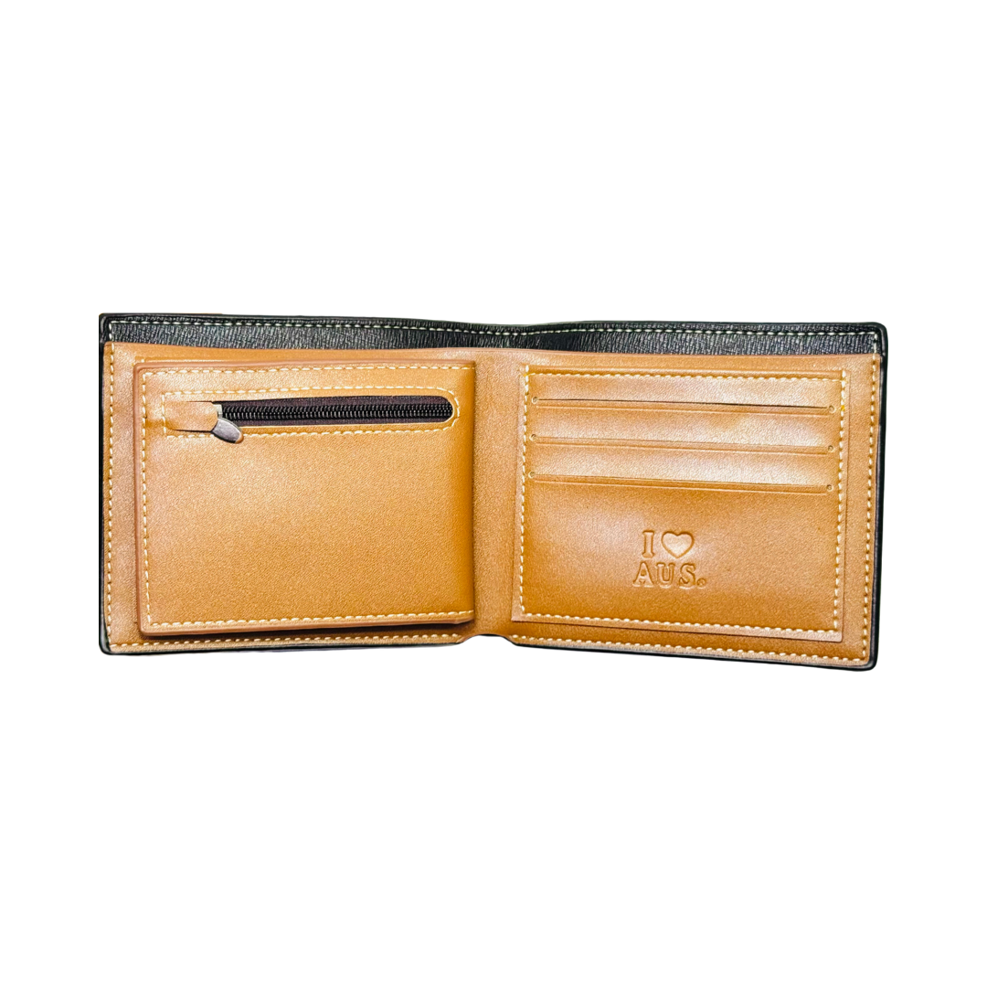 Men’s Black Wallet – Silver Kangaroo Detail
