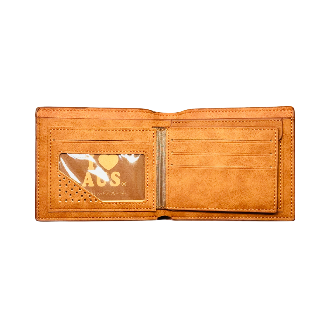 Men’s Brown Wallet – Stamped Kangaroo & Australia Design