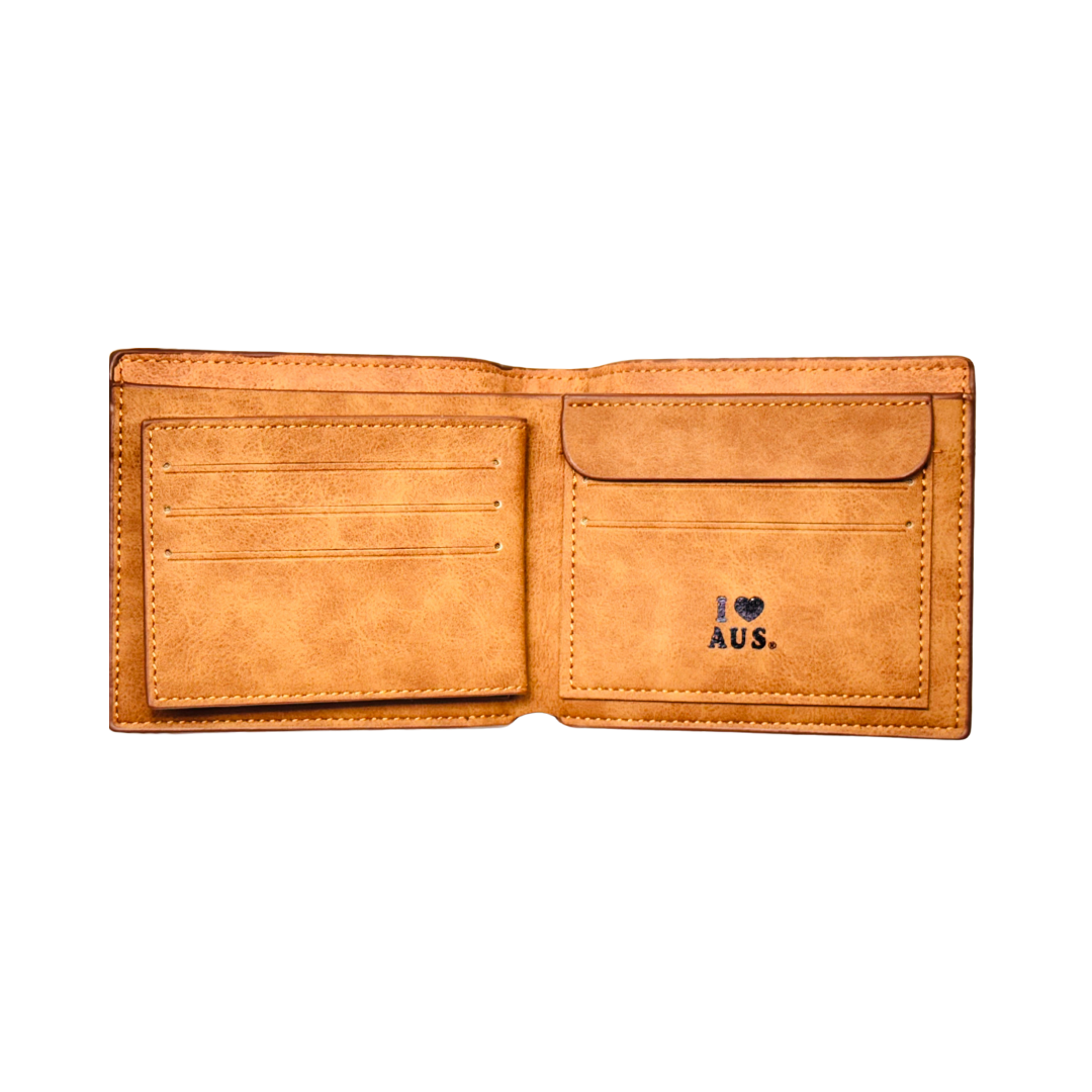 Men’s Tan Wallet Gift Box – Leather-Look with Kangaroo Patch