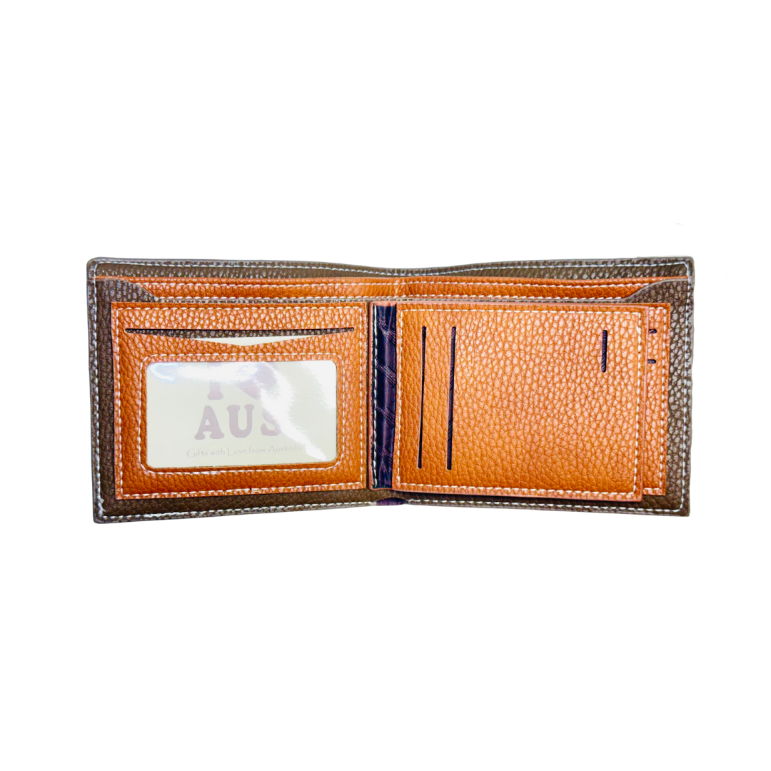Men’s Bi-Fold Wallet – Premium Two-Tone Brown with Kangaroo Logo