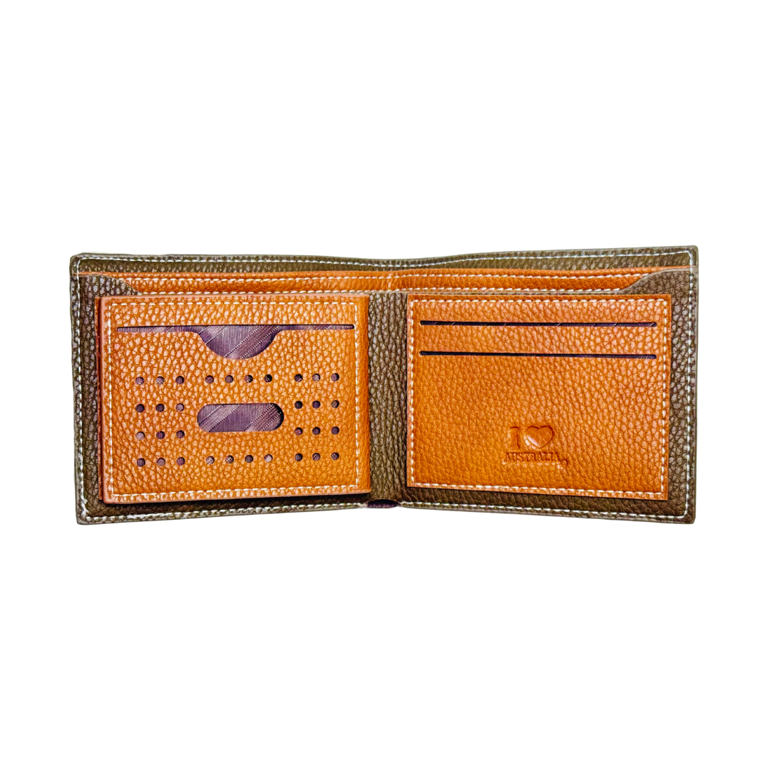 Men’s Bi-Fold Wallet – Premium Two-Tone Brown with Kangaroo Logo