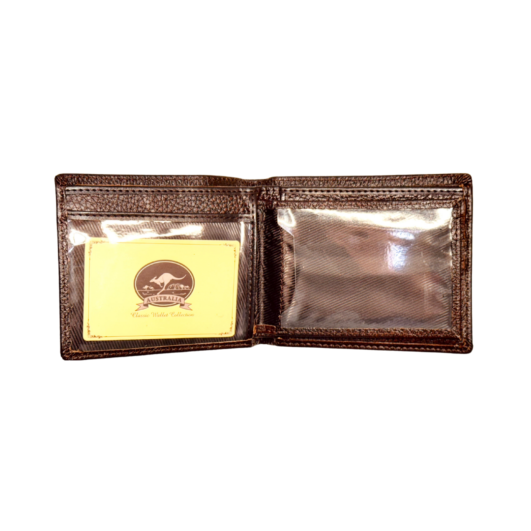 Men's Brown Leather Wallet – Boomerang Patch Design