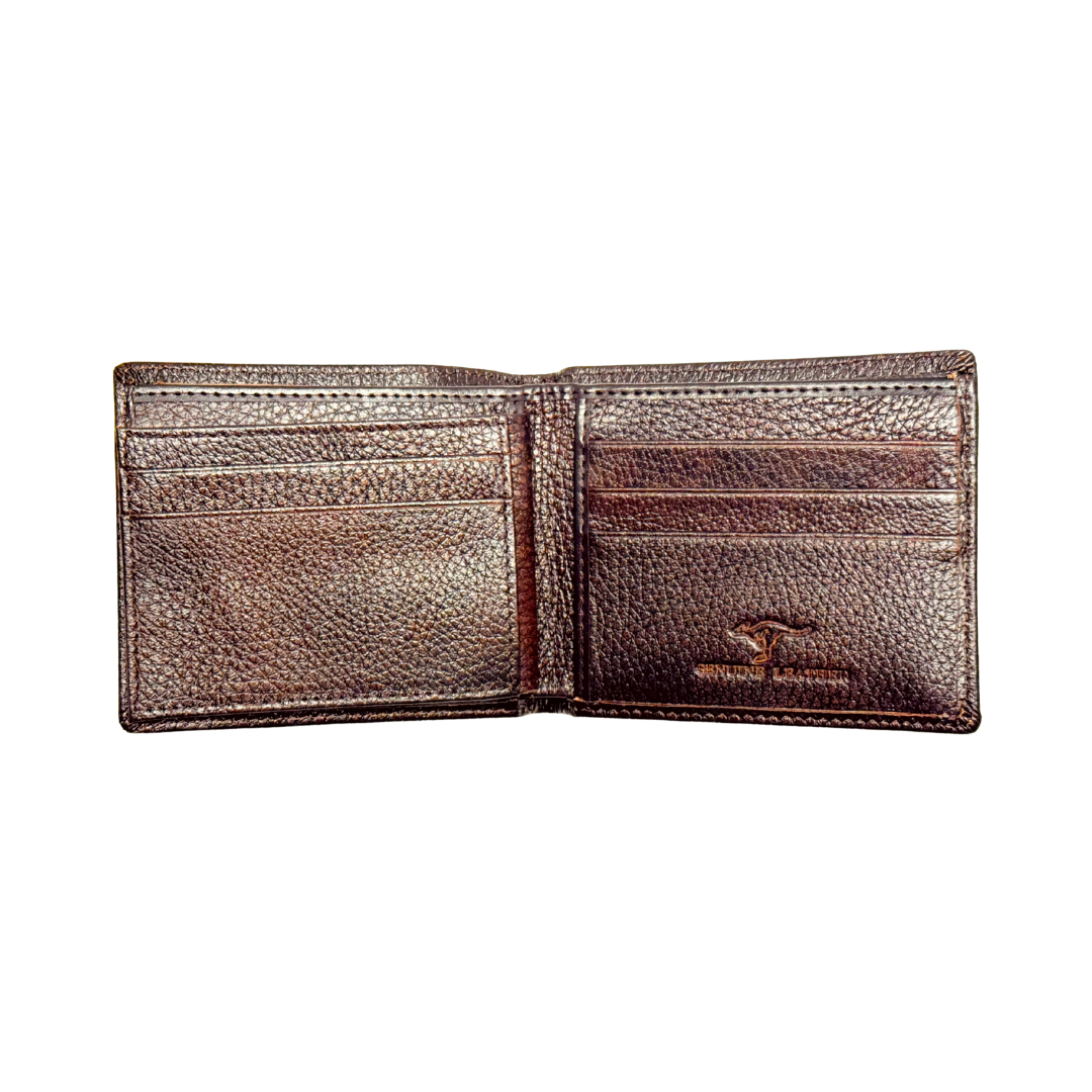 Men's Brown Leather Wallet – Boomerang Patch Design
