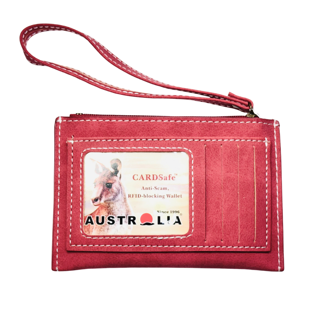 Faux Leather Wallet with Card Holder – Kangaroo Patch Design (Red)