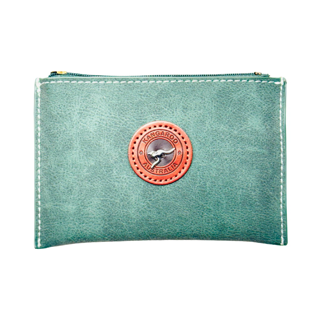 Faux Leather Wallet with Card Holder – Kangaroo Patch Design (Green)
