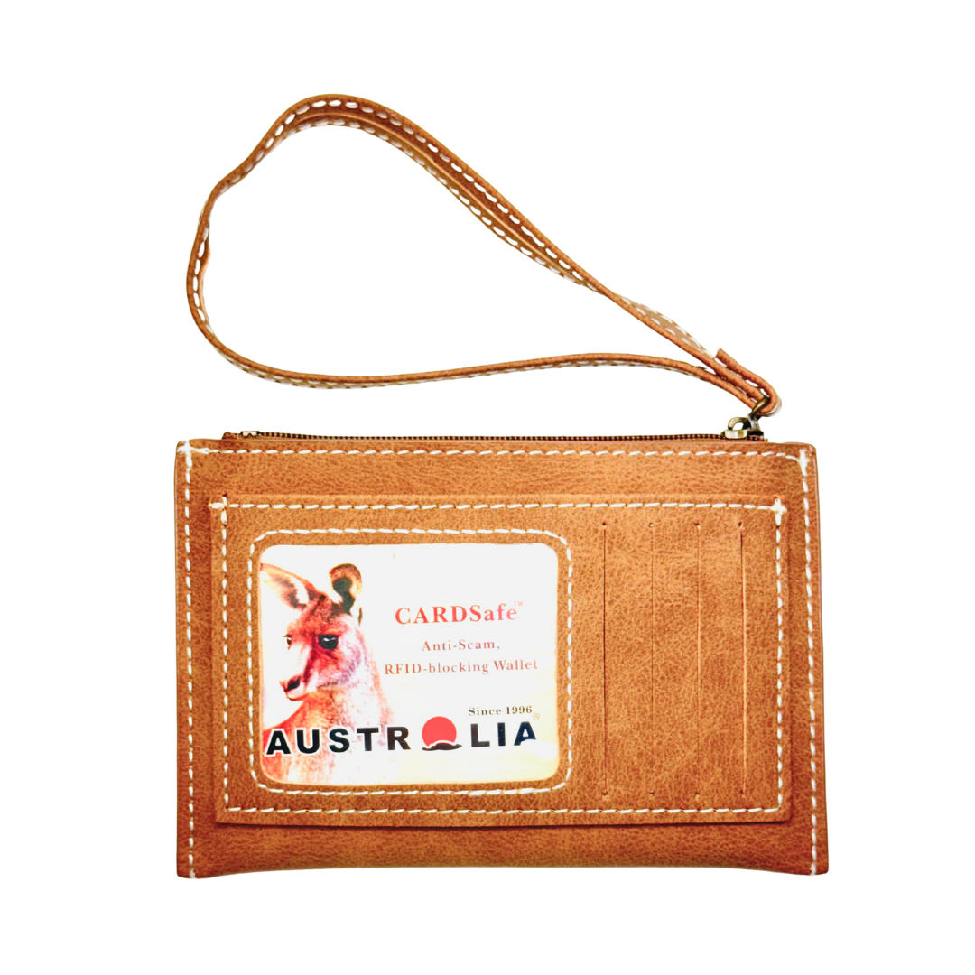Faux Leather Wallet with Card Holder – Kangaroo Patch Design (Brown)