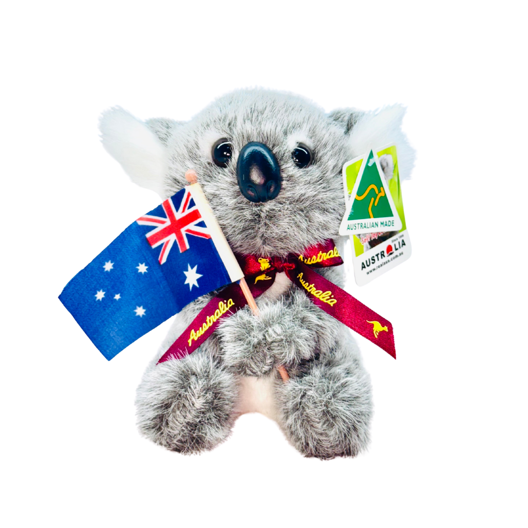 Australian Made Plush Koala – 16cm with Ribbon & Australian Flag