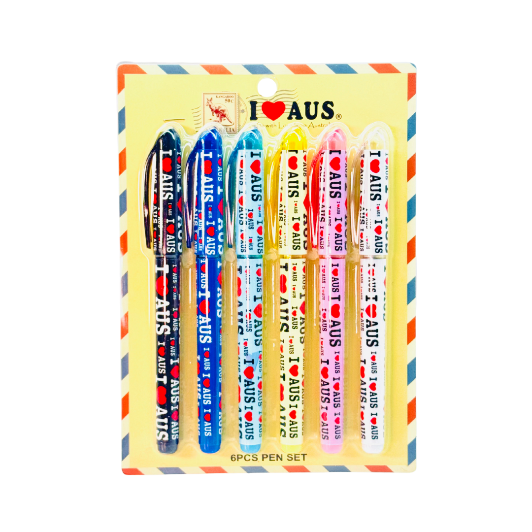 Pen Set – I Love AUS Design (6 Pack)