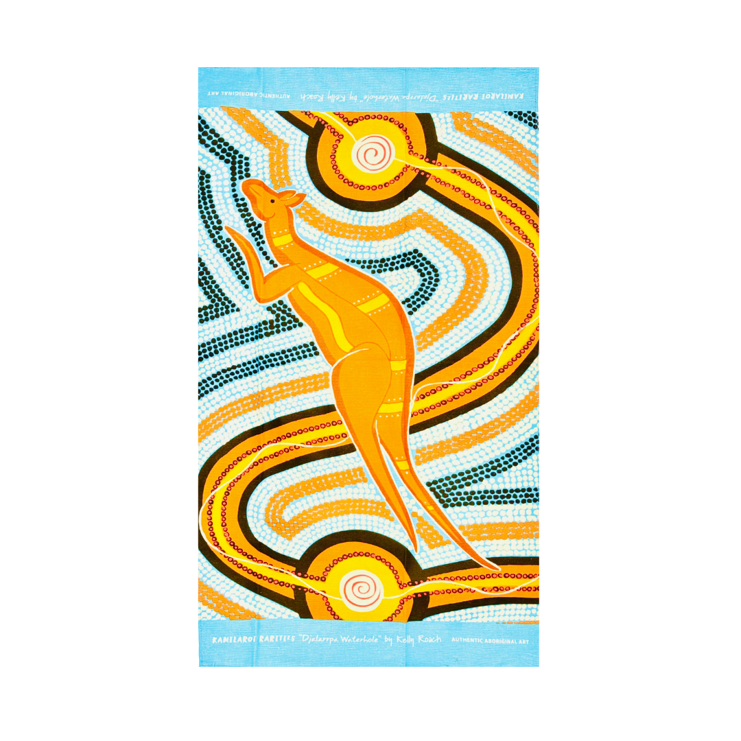 Cotton Tea Towel – Aboriginal Art Kangaroo Design