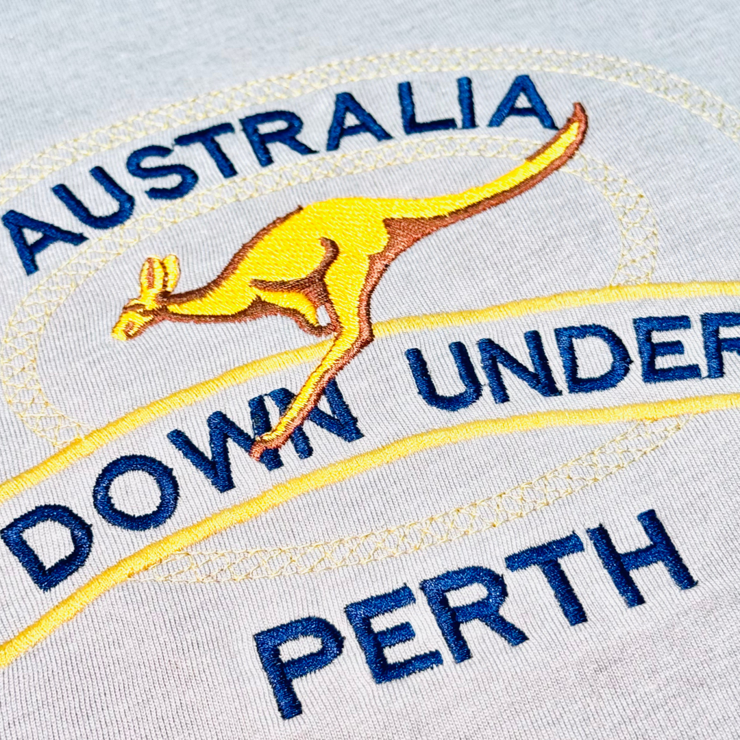 Adult T-Shirt – Australia Down Under Perth Embroidered Kangaroo