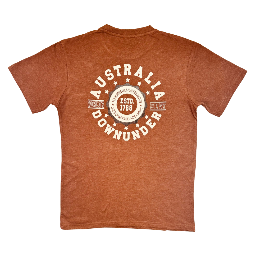 Adult T-Shirt – Australia Down Under Printed Souvenir Tee (Front & Back Print)