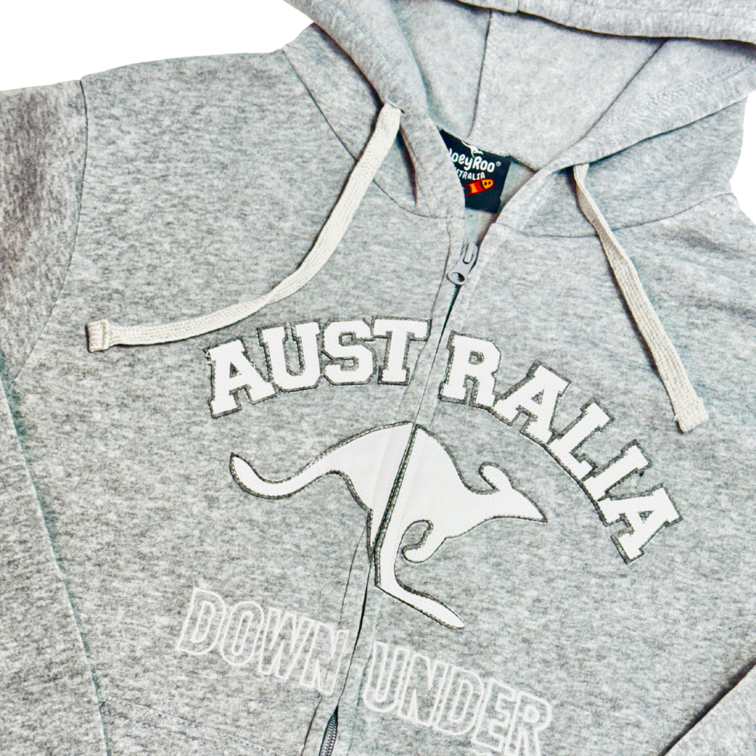 Australia Kangaroo Hoodie – Grey Zip Up Sweatshirt with Hood