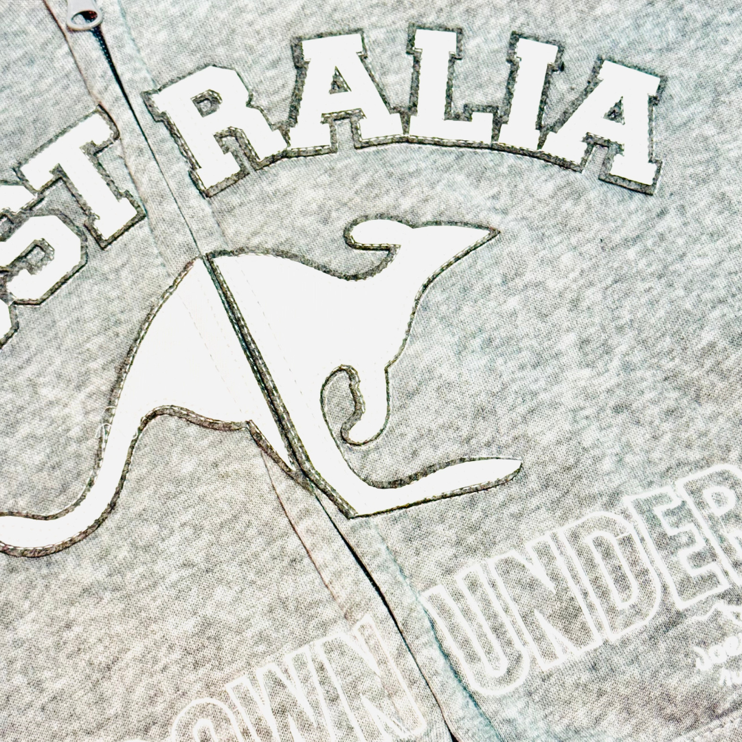Australia Kangaroo Hoodie – Grey Zip Up Sweatshirt with Hood