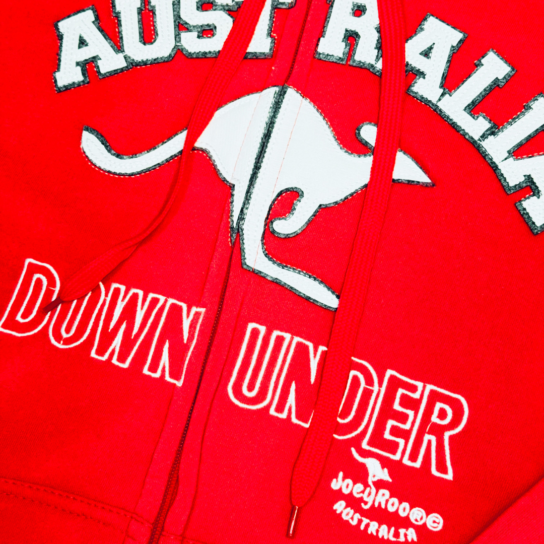 Red Australia Down Under Kangaroo Zip Hoodie – Unisex Sweatshirt