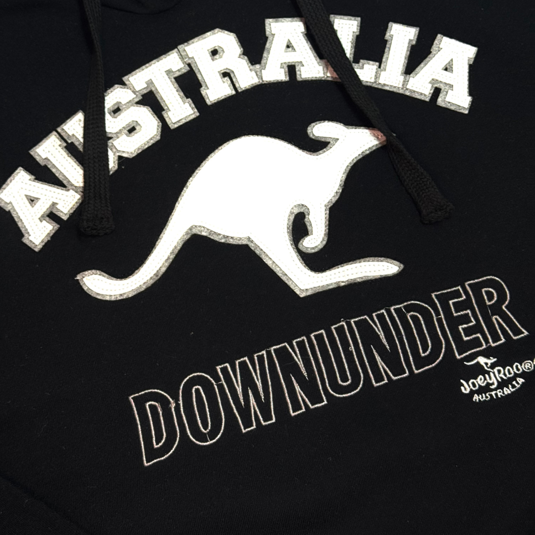 Australia Down Under Hoodie – Black Unisex Kangaroo Sweatshirt