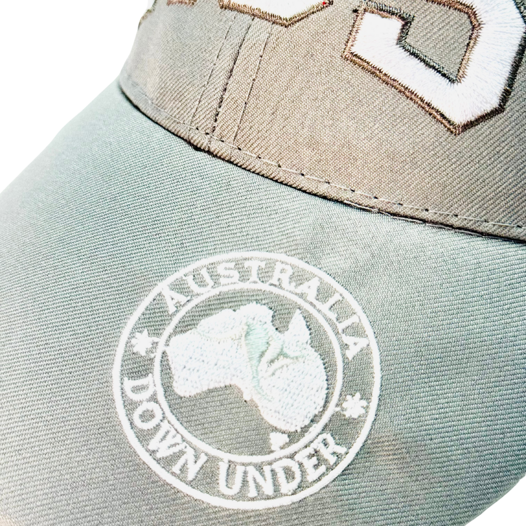 AUS Australia Cap – Light Grey Adjustable Polyester Hat with Embroidered Logo