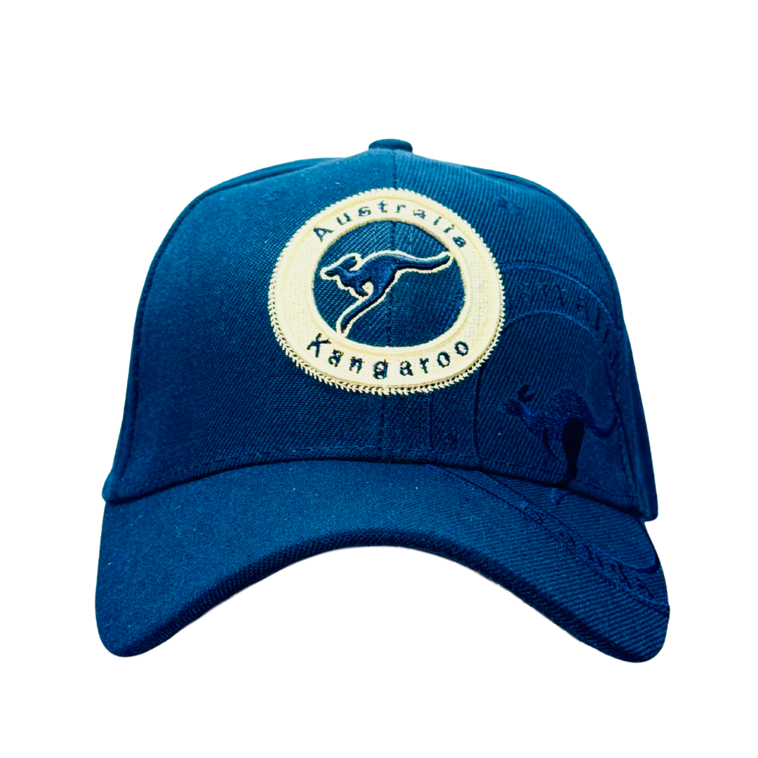 Australia Kangaroo Embroidered Cap – Blue Adjustable Souvenir Hat