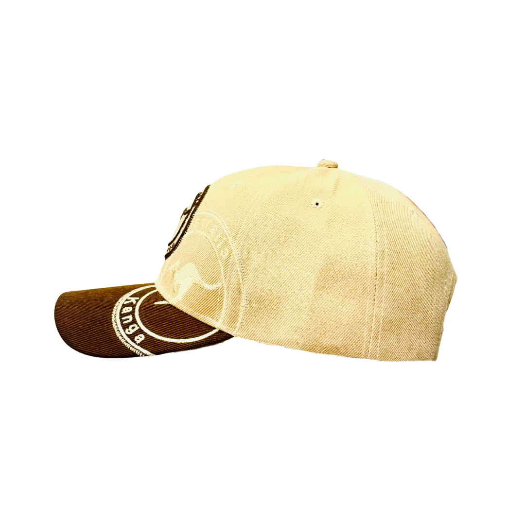 Australia Kangaroo Embroidered Cap – Light & Dark Brown Adjustable Souvenir Hat