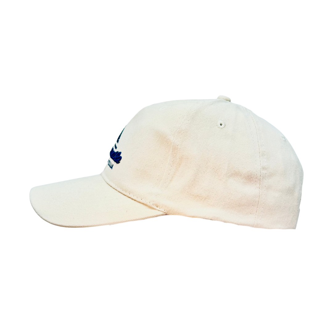 Fremantle Embroidered Cap – Cream & Blue Adjustable Souvenir Hat Western Australia