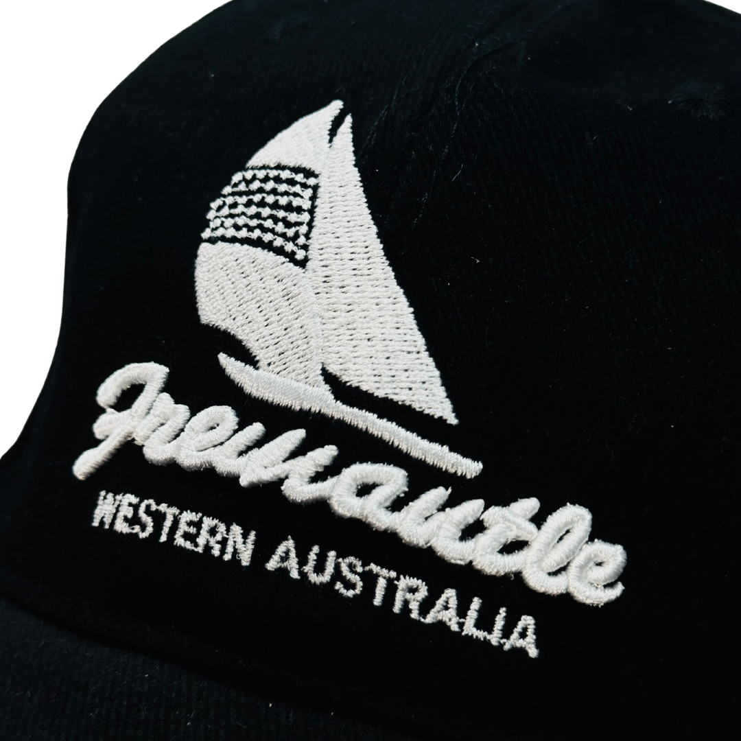 Fremantle Embroidered Cap – Black Adjustable Souvenir Hat Western Australia