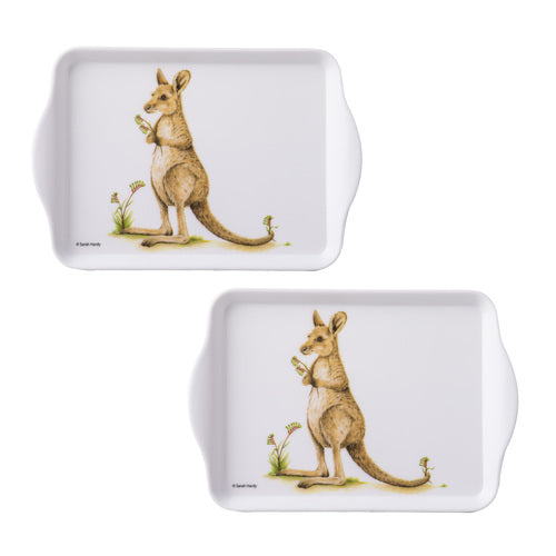 Ashdene Bush Buddies Kangaroo Scatter Tray Set – 2 Piece Melamine Trays