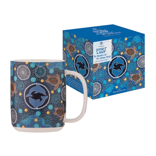 Aboriginal Art Mug 400ml – Harmony in the Waters by Mel Spillman (Maarakool Art)