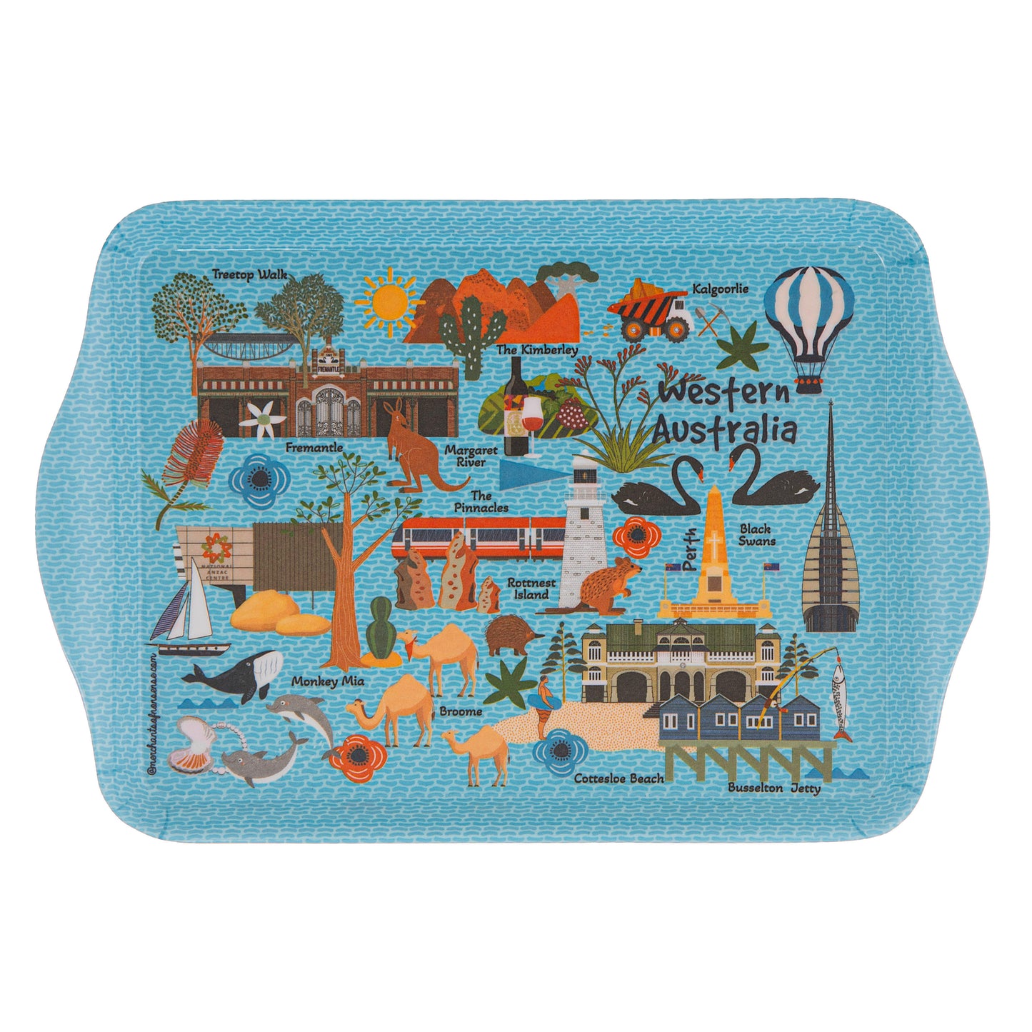 Ashdene Land Down Under Western Australia Melamine Tray – Set of 2 | WA Landmarks & Icons Design