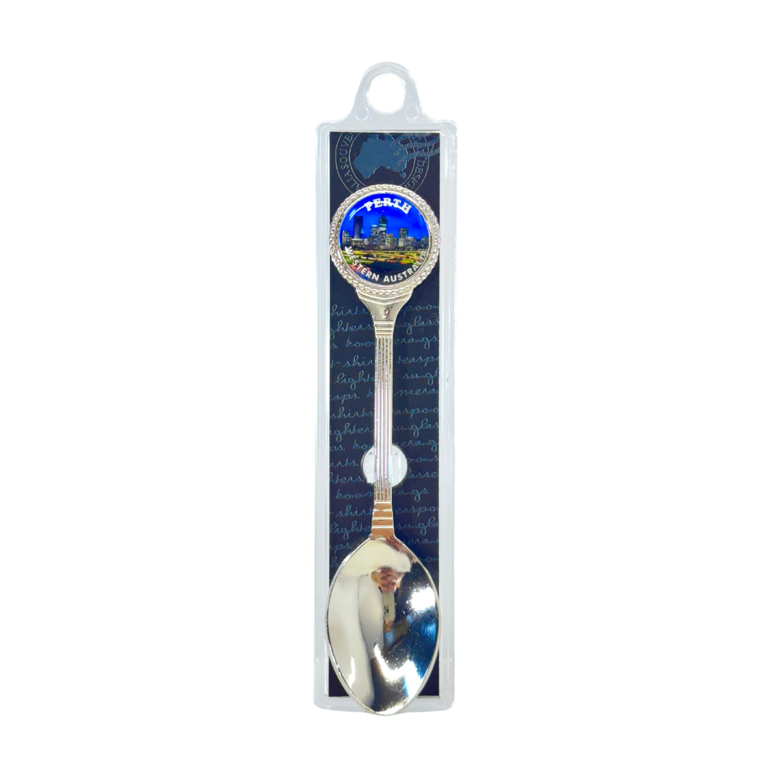 Silver Souvenir Spoon – Gift Boxed Perth Night City Skyline Design
