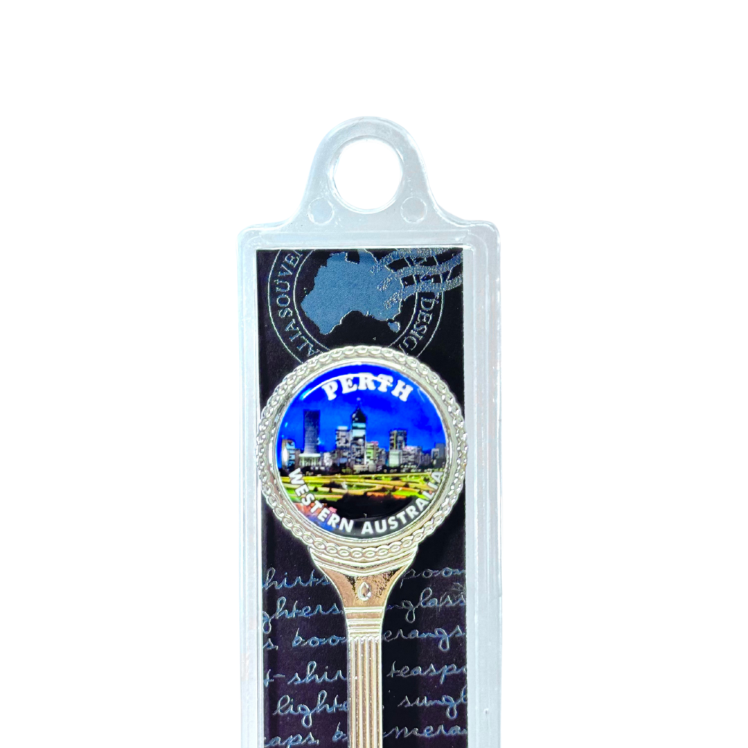 Silver Souvenir Spoon – Gift Boxed Perth Night City Skyline Design