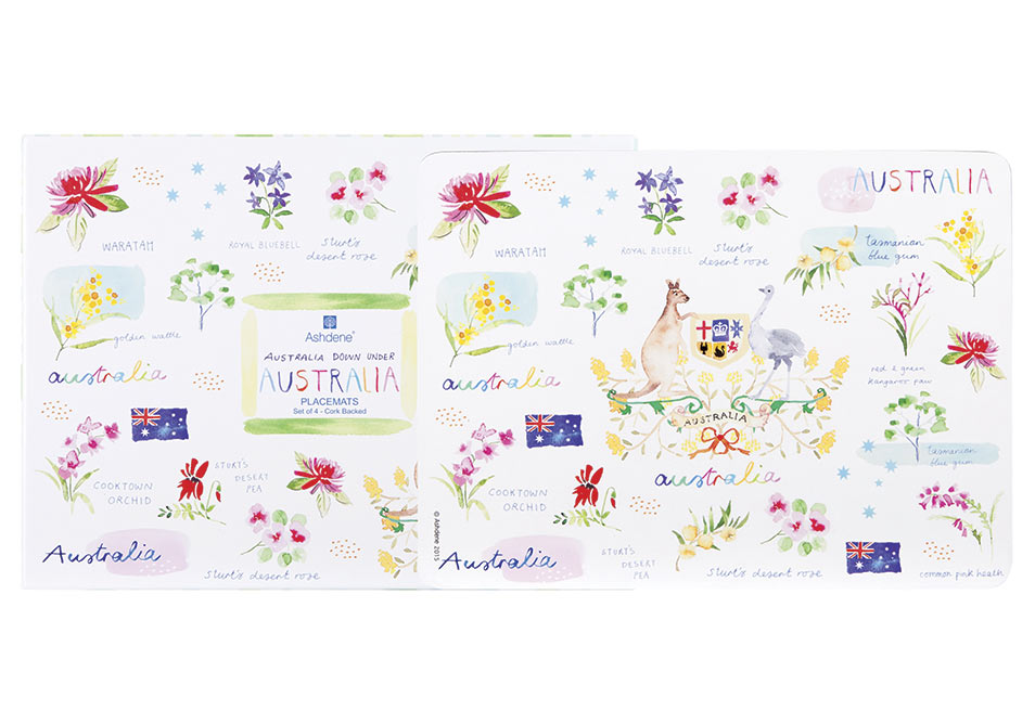 Ashdene Australia Down Under Cork-Backed Placemats | Set of 4 | Australian Floral & Wildlife Design