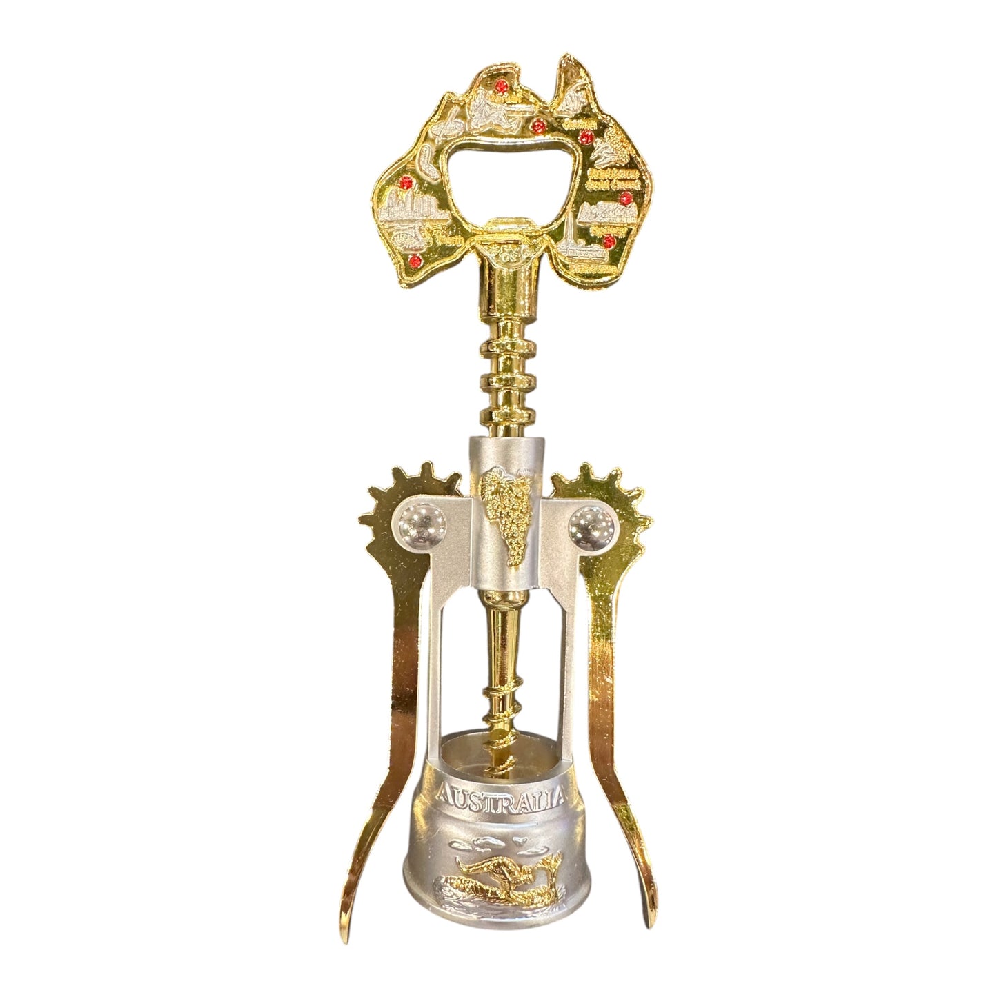 Australia Souvenir Wine Bottle Opener – Gold Map Corkscrew, Gift Boxed