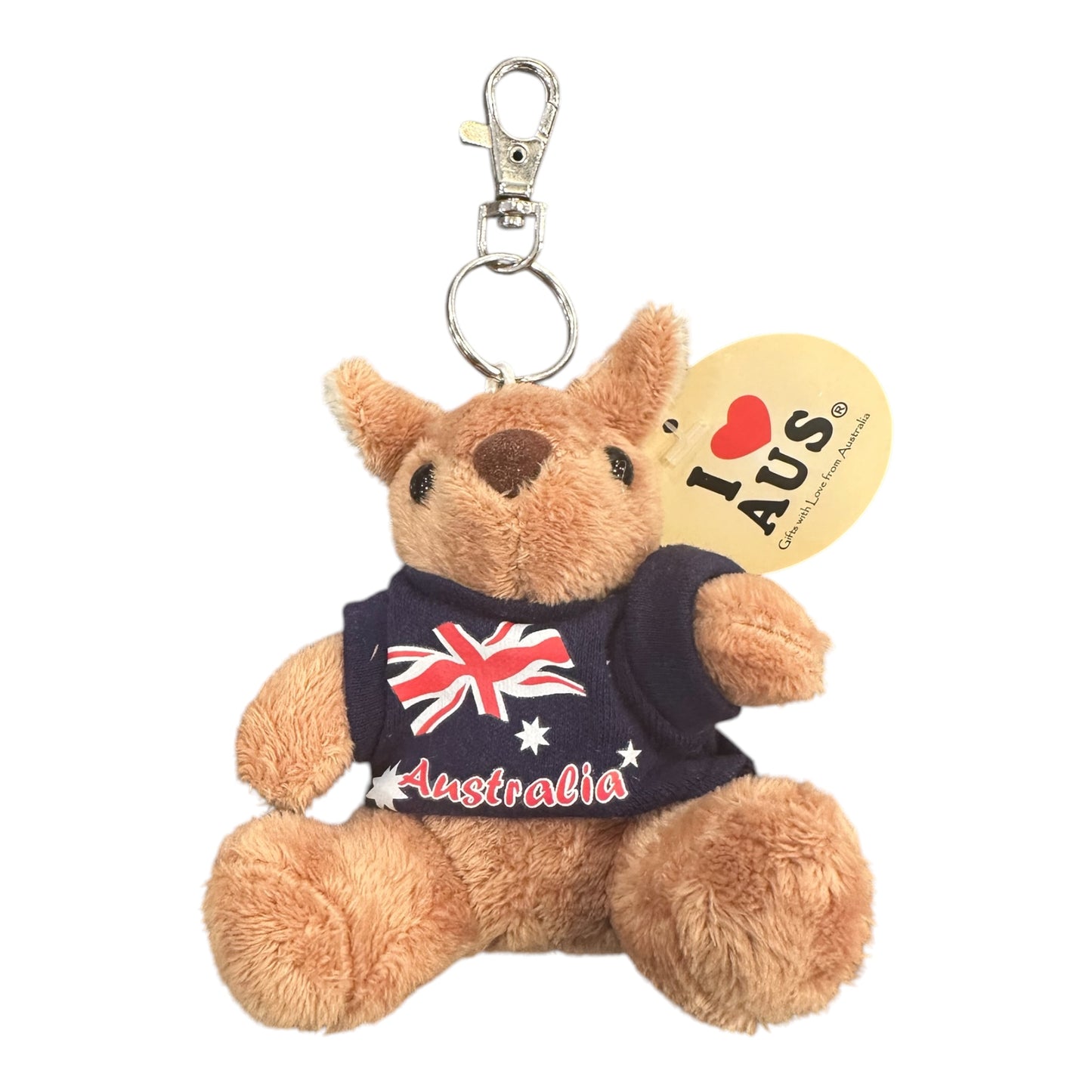 Australia Kangaroo Plush Keyring – Navy Australian Flag T-Shirt Soft Toy Keychain