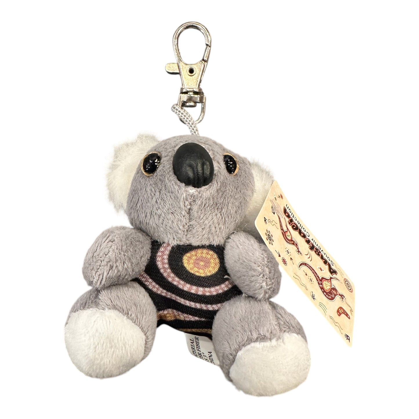 Australia Koala Plush Keyring – Aboriginal Art Print Soft Toy Keychain