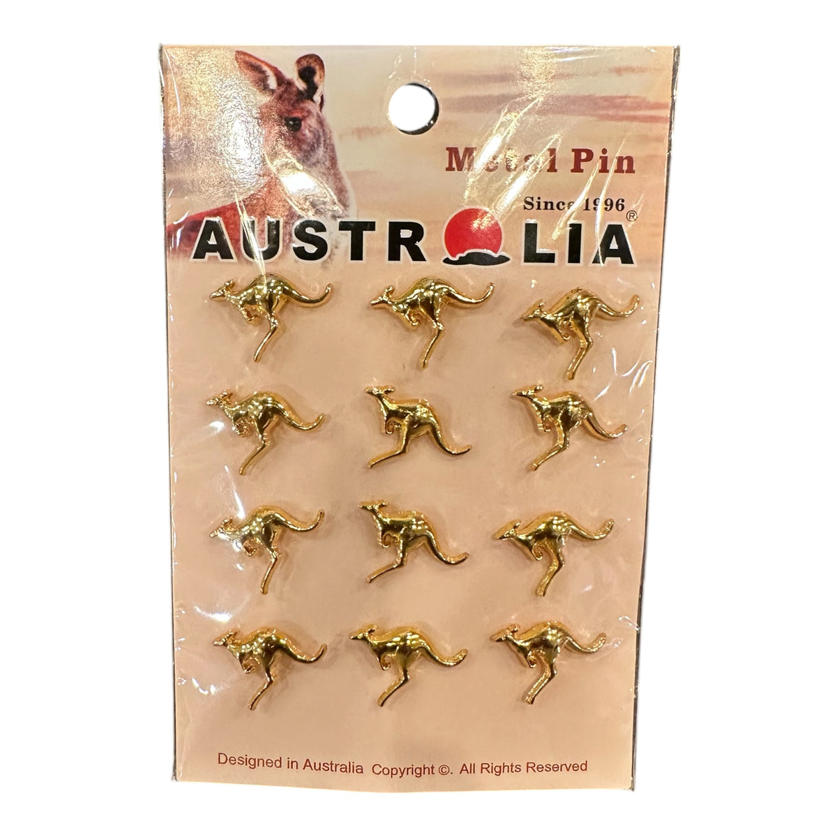 Australia Kangaroo Metal Pin Set – 12 Piece Gold Kangaroo Pins