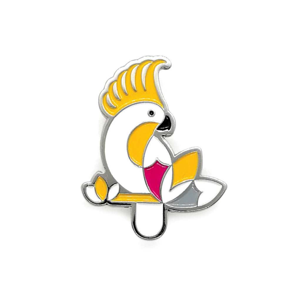 Iconic Cockatoo Hat Pin by DBL Design by Leonard – Geometric Enamel Pin Badge