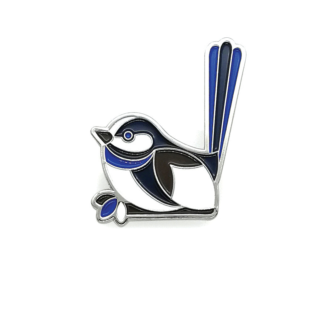 Iconic Blue Wren Hat Pin by DBL Design by Leonard – Geometric Enamel Pin Badge