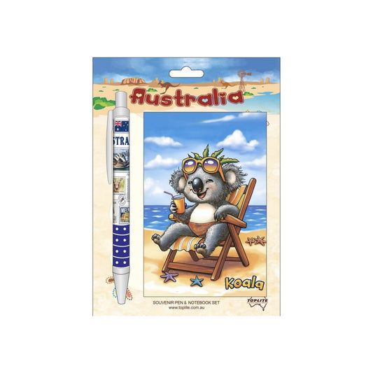 Australia Koala Beach Souvenir Pen & Notebook Set | Australian Stationery Gift Set