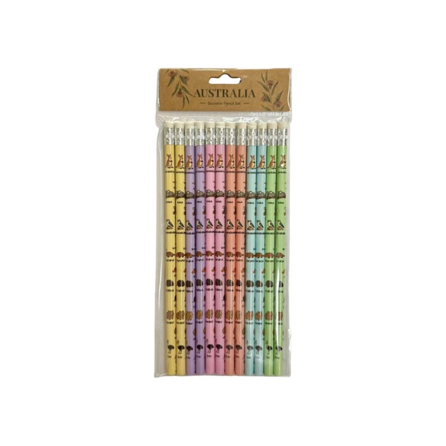Australia Wildlife Souvenir Pencil Set – Pastel Australian Animal Pencils | 12-Pack Kids Gift