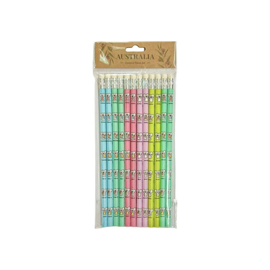 Australia Souvenir Pencil Set – 12 Koala Print Pencils, Pastel Colours
