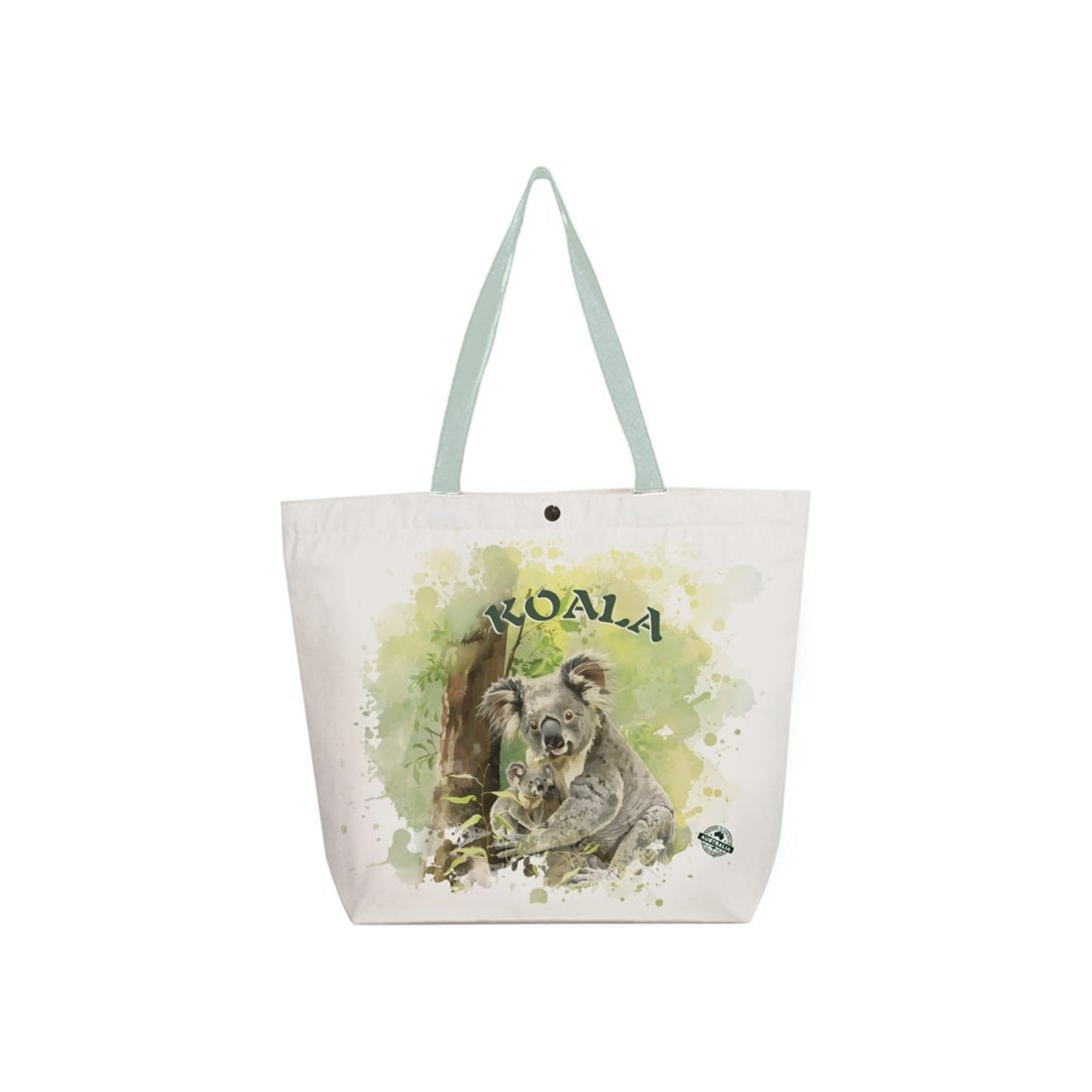 Koala & Joey Canvas Tote Bag – Australian Souvenir Shopping Bag | Watercolour Wildlife Print