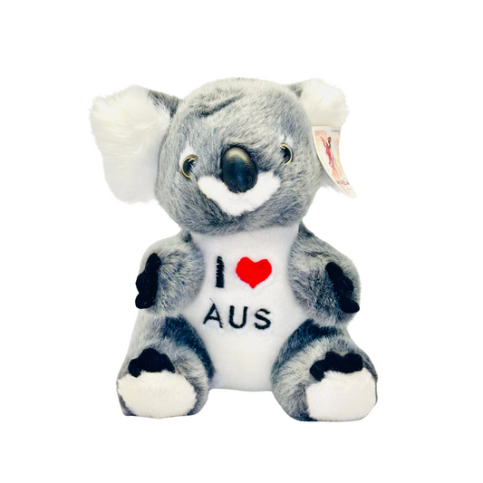 Plush Koala Toy – 21cm with Embroidered “I ❤️ AUS” on Chest