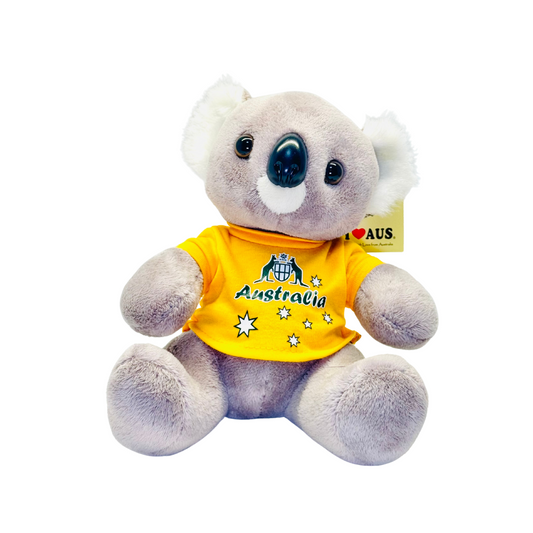 Plush Koala – 20cm with Green & Gold Australia T-Shirt