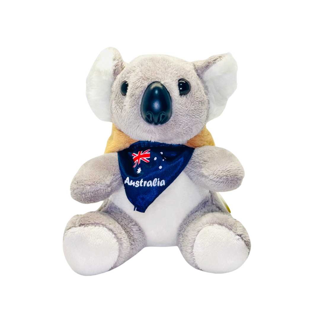 Plush Koala – 7" with Kangaroo Hat & Australia Flag Scarf