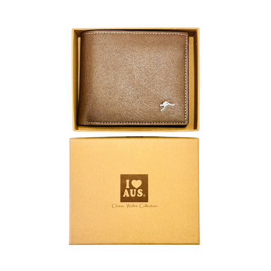 Men’s Brown Wallet – Silver Kangaroo Detail